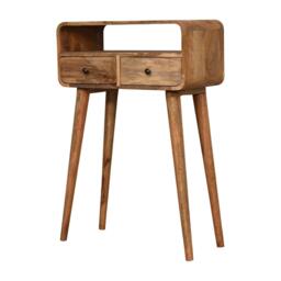 Narrow Console Table with 2 Drawers and Open Slot, Bedside Cabinet with Natural Finish - Aosom UK - thumbnail 7