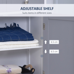 Kleankin Bathroom Cabinet: Freestanding Unit with 2 Drawers, Adjustable Shelf & Metal Handles, 75x60cm, Grey & White - Aosom UK - thumbnail 5