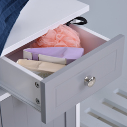 Kleankin Bathroom Cabinet: Freestanding Unit with 2 Drawers, Adjustable Shelf & Metal Handles, 75x60cm, Grey & White - Aosom UK - thumbnail 8
