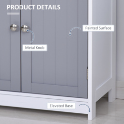 Kleankin Bathroom Cabinet: Freestanding Unit with 2 Drawers, Adjustable Shelf & Metal Handles, 75x60cm, Grey & White - Aosom UK - thumbnail 6