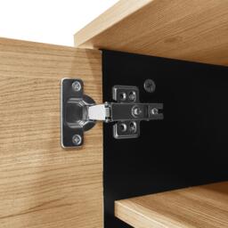 Modern TV Cabinet with 2 Doors, Slatted Front, Spacious Compartment, TV Stand for organised storage, 170L x 4W x 50.5H cm, Black+Wood - Aosom UK - thumbnail 7