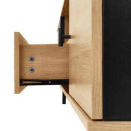 Modern TV Cabinet with 2 Doors, Slatted Front, Spacious Compartment, TV Stand for organised storage, 170L x 4W x 50.5H cm, Black+Wood - Aosom UK - thumbnail 8
