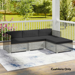 Outsunny 7-Piece Patio Furniture Cushions, Outdoor Loveseat Cushion with Removable Covers for Rattan Furniture, 60x60 cm, Black - thumbnail 8