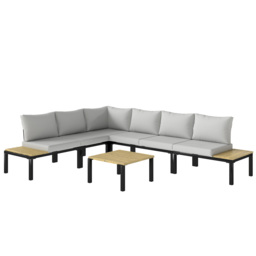 Outsunny Garden Furniture Set, 6 Piece Corner Sofa Set with Loveseat, Coffee Table, Sofa with Integrated Side Table - thumbnail 1