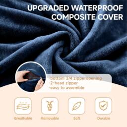 Large Bean Bag Sofa Chair with Space-Saving Design, Eco-Friendly Bead Filling, Temporary Guest Bed for Adults, 150L x 150W x 60H cm, Blue - Aosom UK - thumbnail 7