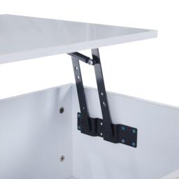 Lift-Up Coffee Table with Space-Saving Hidden and Open Storage, Desk with LED App-Controlled Lighting, 100L x 50W x 33H cm, White - Aosom UK - thumbnail 8