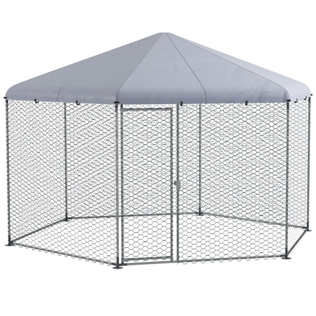 PawHut 4 x 3.5 x 2.6m Chicken Coop for 10-15 Chickens, Hens, Rabbits, Ducks, Outdoor Garden Chicken Run - image 1