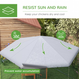 PawHut 4 x 3.5 x 2.6m Chicken Coop for 10-15 Chickens, Hens, Rabbits, Ducks, Outdoor Garden Chicken Run - thumbnail 4