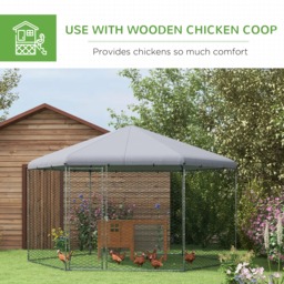 PawHut 4 x 3.5 x 2.6m Chicken Coop for 10-15 Chickens, Hens, Rabbits, Ducks, Outdoor Garden Chicken Run - thumbnail 5