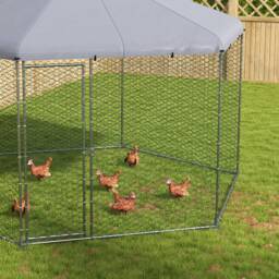 PawHut 4 x 3.5 x 2.6m Chicken Coop for 10-15 Chickens, Hens, Rabbits, Ducks, Outdoor Garden Chicken Run - thumbnail 8