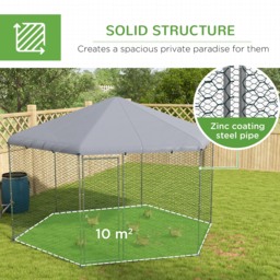 PawHut 4 x 3.5 x 2.6m Chicken Coop for 10-15 Chickens, Hens, Rabbits, Ducks, Outdoor Garden Chicken Run - thumbnail 6