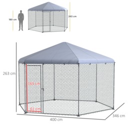 PawHut 4 x 3.5 x 2.6m Chicken Coop for 10-15 Chickens, Hens, Rabbits, Ducks, Outdoor Garden Chicken Run - thumbnail 3