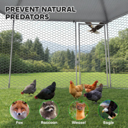 PawHut 4 x 3.5 x 2.6m Chicken Coop for 10-15 Chickens, Hens, Rabbits, Ducks, Outdoor Garden Chicken Run - thumbnail 9