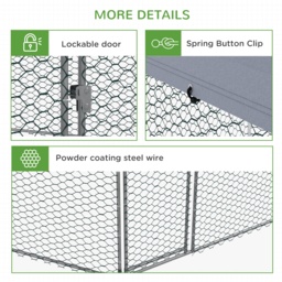 PawHut 4 x 3.5 x 2.6m Chicken Coop for 10-15 Chickens, Hens, Rabbits, Ducks, Outdoor Garden Chicken Run - thumbnail 7