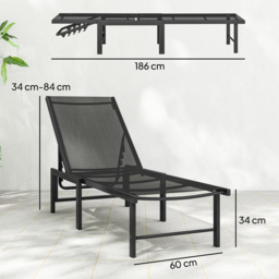 Outsunny Set of Two Reclining Sun Loungers - Black - thumbnail 3
