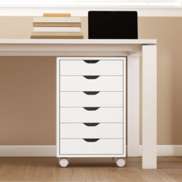 HOMCOM 6 Drawer Vertical File Cabinet, Mobile Filing Cabinet with Quiet Drawers and Wheels with 2 Brakes, White - thumbnail 9