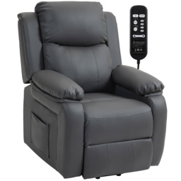 HOMCOM Riser and Recliner Chair with Vibration Massage, PU Leather Power Lift Chair for Elderly, Dark Grey - thumbnail 1