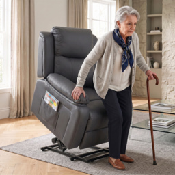 HOMCOM Riser and Recliner Chair with Vibration Massage, PU Leather Power Lift Chair for Elderly, Dark Grey - thumbnail 2