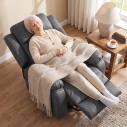 HOMCOM Riser and Recliner Chair with Vibration Massage, PU Leather Power Lift Chair for Elderly, Dark Grey - thumbnail 8