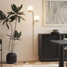HOMCOM LED Floor Lamp, Modern Standing Lamp with 3 Colour Temperatures, Globe Glass Shades and Foot Switch, Gold Tone - thumbnail 7