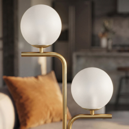 HOMCOM LED Floor Lamp, Modern Standing Lamp with 3 Colour Temperatures, Globe Glass Shades and Foot Switch, Gold Tone - thumbnail 8