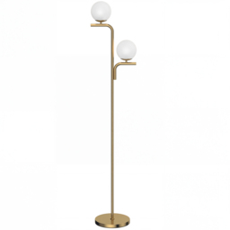 HOMCOM LED Floor Lamp, Modern Standing Lamp with 3 Colour Temperatures, Globe Glass Shades and Foot Switch, Gold Tone - thumbnail 1