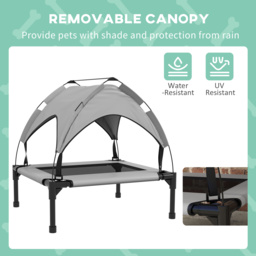 PawHut Elevated Cooling Pet Bed: Breathable Mesh Raised Cot for Small to Medium Dogs, Washable, Light Grey - Aosom UK - thumbnail 5
