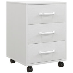 HOMCOM 3 Drawer File Cabinet, Mobile Filing Cabinet on Wheels for Home Office, Study, White - Aosom UK - thumbnail 1