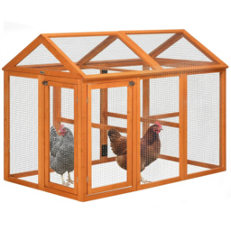 PawHut Chicken Run Coop, Wooden Chicken House for 1-3 Chickens, Hen House Duck Pen Outdoor w/ Combinable Design, Orange
