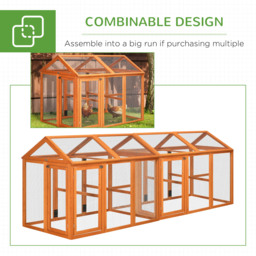 PawHut Chicken Run Coop, Wooden Chicken House for 1-3 Chickens, Hen House Duck Pen Outdoor w/ Combinable Design, Orange - thumbnail 7