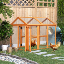 PawHut Chicken Run Coop, Wooden Chicken House for 1-3 Chickens, Hen House Duck Pen Outdoor w/ Combinable Design, Orange - thumbnail 2