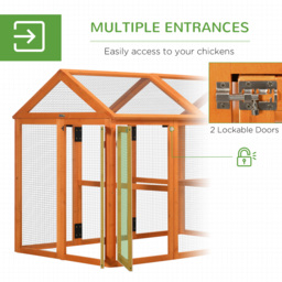 PawHut Chicken Run Coop, Wooden Chicken House for 1-3 Chickens, Hen House Duck Pen Outdoor w/ Combinable Design, Orange - thumbnail 5