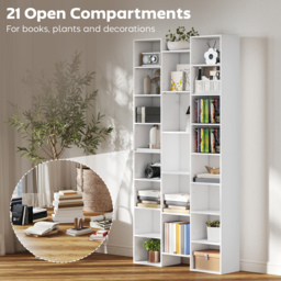 HOMCOM 21-Compartment Bookshelf - White - thumbnail 4