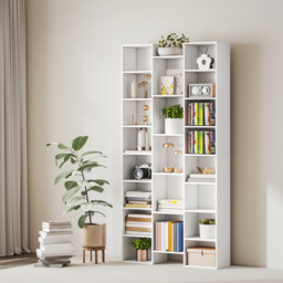 HOMCOM 21-Compartment Bookshelf - White - thumbnail 7