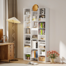 HOMCOM 21-Compartment Bookshelf - White - thumbnail 2