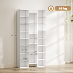 HOMCOM 21-Compartment Bookshelf - White - thumbnail 3