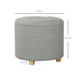 HOMCOM 31.8L Teddy Fleece Storage Ottoman - Dark Grey - thumbnail 3