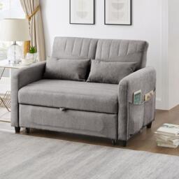 Adjustable Sofa Bed with 3-Level Backrest, Cozy Couch for Small Apartments, Living Rooms, or Bedrooms, 112L x 169W x 59H cm, Dark Grey - Aosom UK - thumbnail 9