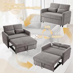 Adjustable Sofa Bed with 3-Level Backrest, Cozy Couch for Small Apartments, Living Rooms, or Bedrooms, 112L x 169W x 59H cm, Dark Grey - Aosom UK - thumbnail 7