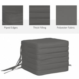 Outsunny Cosy Cushion Collection: Plush Seating Pads for Alfresco Lounging, 42x42x5cm, Slate Grey - Aosom UK - thumbnail 4