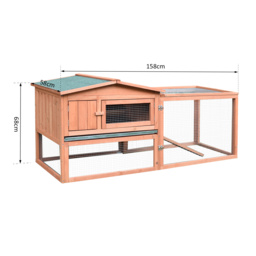 Pawhut 2 Floor Wooden Rabbit Hutch Bunny Cage House Chicken Coop Outdoor Garden Backyard 158 x 58 x 68 cm - thumbnail 3