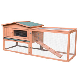 Pawhut 2 Floor Wooden Rabbit Hutch Bunny Cage House Chicken Coop Outdoor Garden Backyard 158 x 58 x 68 cm - thumbnail 1