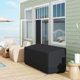 Outsunny Rectangular Patio Furniture Cover for 3 Seater Sofa Bistro Set, Water UV Resistant Protection 600D Oxford Fabric Rattan Lounge Clean Cover, 190 x 72 x 76cm, Black - thumbnail 2