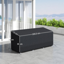 Outsunny Rectangular Patio Furniture Cover for 3 Seater Sofa Bistro Set, Water UV Resistant Protection 600D Oxford Fabric Rattan Lounge Clean Cover, 190 x 72 x 76cm, Black - thumbnail 3