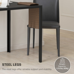 HOMCOM Modern Square Dining Table for 2-4 People, with Glass Top & Metal Legs, Black - thumbnail 5