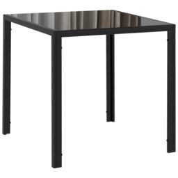 HOMCOM Modern Square Dining Table for 2-4 People, with Glass Top & Metal Legs, Black - thumbnail 1