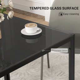 HOMCOM Modern Square Dining Table for 2-4 People, with Glass Top & Metal Legs, Black - thumbnail 4