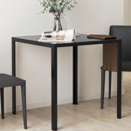 HOMCOM Modern Square Dining Table for 2-4 People, with Glass Top & Metal Legs, Black - thumbnail 9