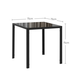 HOMCOM Modern Square Dining Table for 2-4 People, with Glass Top & Metal Legs, Black - thumbnail 3