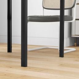 HOMCOM Modern Square Dining Table for 2-4 People, with Glass Top & Metal Legs, Black - thumbnail 8